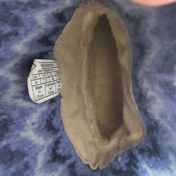 UGG SAELA Rib Knit Suede Sheepskin Cuff Boots Blue Purple Fair Isle US 9 - Picture 6 of 8